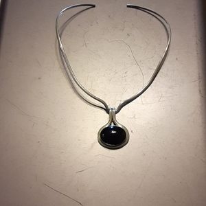 Onyx pendant on Sterling choker